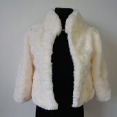 Women Ladies Evening Party Cape Wedding Bolero Shawls Faux Fur 3/4 Sleeve Shrug Jacket Thicken Wedding Shawl Bride Coat Wrap