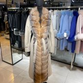 Cashmere, Wool, Alpaca mixed Fabric Woman Fur Coat with Real Fur Coat Woman’s Long Winter Coats – Luxury Coats