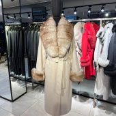 Cashmere, Wool mixed Fabric Woman Fur Coat with Real Fur Coat Woman’s Long Winter Coats – Luxury Coats Luxury Gift for Women