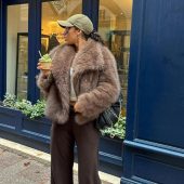 Vintage Fur Short Jacket | Womens Warm Plush Coat | Female Outerwear | Winter Lady Casual Fluffy Jacket | Gift For Her Sister Girlfriend