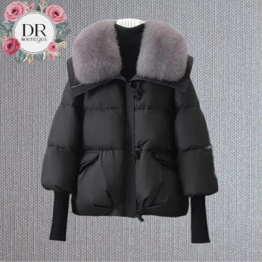 Luxurious Extended Cuff Puffer Jacket with Thickened Faux Fur Collar – Stylish, Warm, and Comfortable Winter Coat for Women Winter Warm Gift