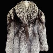 SAGA Royal Silver FOX Fur Coat, Brown Winter Wedding Bolero Jacket, Real Vintage Bridal Stole, Apres Ski Coat, Bridesmaid Gift, Large XL