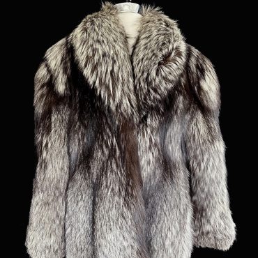 SAGA Royal Silver FOX Fur Coat, Brown Winter Wedding Bolero Jacket, Real Vintage Bridal Stole, Apres Ski Coat, Bridesmaid Gift, Large XL