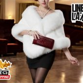 Winter Faux Fur Coat | Elegant Style Shawl | Soft Plush Comfortable Cardigan | Fashionable Women's Wrap | Classic Evening Scarf