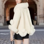 Faux Fur Trimmed Cape Shawl, Cozy Woolen Blend Poncho, Chic Winter Wrap, Luxury Outerwear, Warm Winter Coat